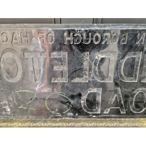 1118 - A 'London Borough of Hackney, Middleton Road, E.8' aluminium street sign, 33 x 74cm.... 