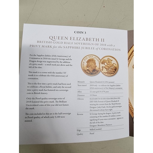 261 - Coins: a 'Queen Elizabeth II The Royal Jubilees Gold Coin Set', comprising: two sovereigns; and two ... 