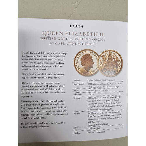 261 - Coins: a 'Queen Elizabeth II The Royal Jubilees Gold Coin Set', comprising: two sovereigns; and two ... 