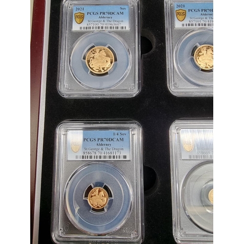 264 - Coins: an Alderney '2021 George and The Dragon 200th Anniversary Gold Sovereign Deluxe Set', compris... 