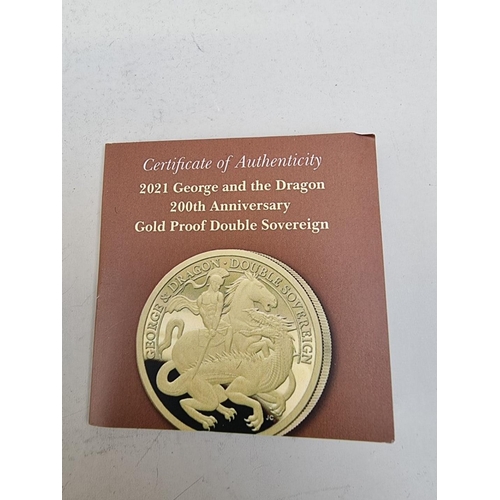 273 - Coins: an Alderney '2021 George and the Dragon 200th Anniversary Gold Proof Double Sovereign', with ... 