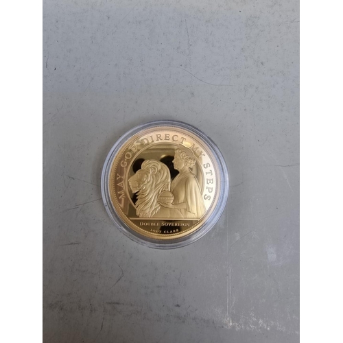 278 - Coins: an Alderney '2021 Queen's 95th Birthday 24 Carat Gold Proof Double Sovereign', with CoA and b... 