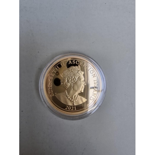 279 - Coins: an Ascension Islands '2021 Diana 60th Birthday Gold Proof Double Sovereign', with CoA and box... 