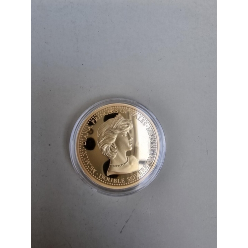 279 - Coins: an Ascension Islands '2021 Diana 60th Birthday Gold Proof Double Sovereign', with CoA and box... 