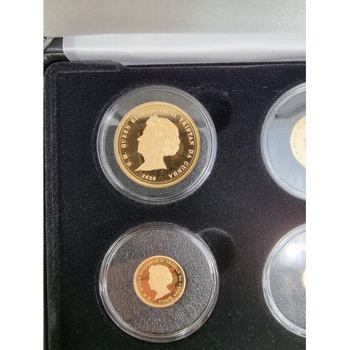 320 - Coins: a Tristan Da Cunha '2020 Laurel gold proof Fractional four Coin Collection', comprising: 22ct... 