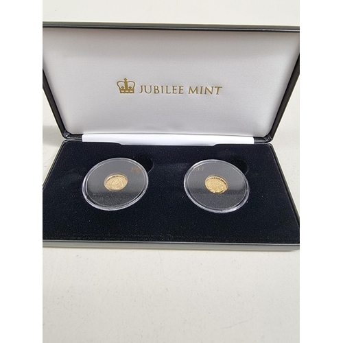 321 - Coins: a 2017 Alderney 'The Platinum Wedding Anniversary' 9ct proof-like gold pair of twenty-five pe... 