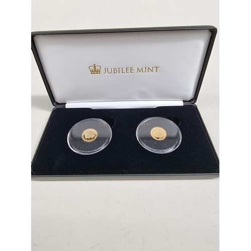 322 - Coins: a 2017 Alderney 'The Platinum Wedding Anniversary' 9ct proof-like gold pair of twenty-five pe... 