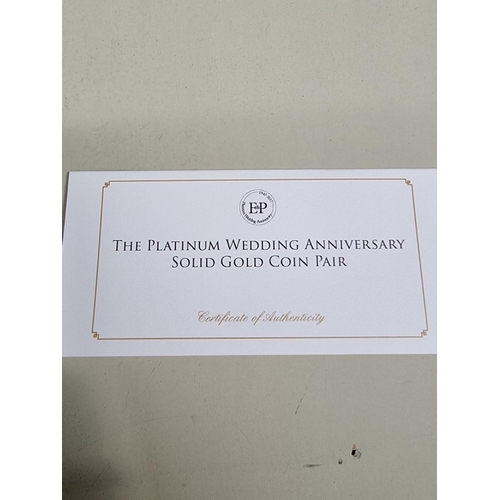 322 - Coins: a 2017 Alderney 'The Platinum Wedding Anniversary' 9ct proof-like gold pair of twenty-five pe... 