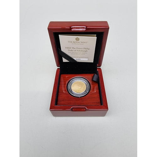 324 - Coins: a 2021 'HRH The Prince Philip, Duke of Edinburgh' 1/4oz gold proof twenty-five pound coin, wi... 