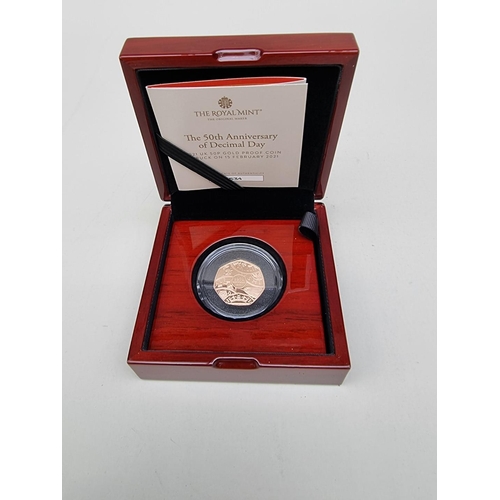 328 - Coins: a Royal Mint 2021 'The 50th Anniversary of Decimal Day' 15.5g gold proof limited edition fift... 