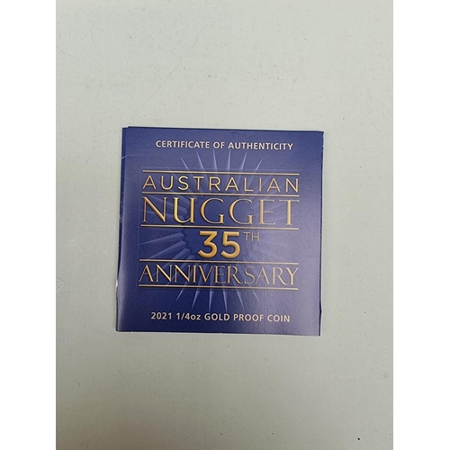 331 - Coins: a Perth Mint 2021 'Australian Kangaroo Nugget 35th Anniversary', 1/4oz 24ct gold limited edit... 