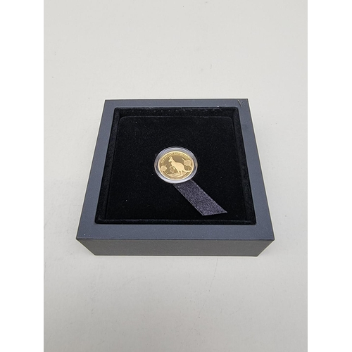 336 - Coins: an Australian Perth Mint '2020 Kangaroo' 1/4oz 24ct gold proof coin, with CoA and box.... 