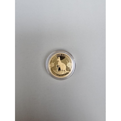 336 - Coins: an Australian Perth Mint '2020 Kangaroo' 1/4oz 24ct gold proof coin, with CoA and box.... 