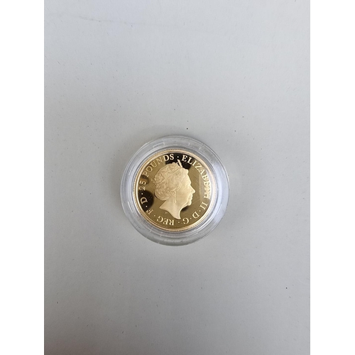 340 - Coins: a 2017 'The Queen's Beasts The Lion of England' 1/4oz gold proof twenty-five pound coin, with... 