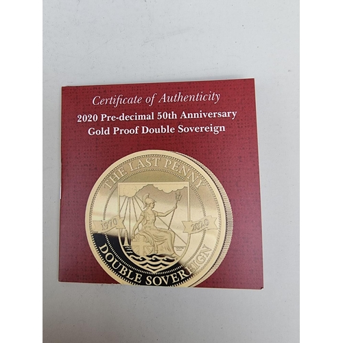 343 - Coins: a 2020 Tristan Da Cunha 'The Last Penny' pre-decimal 50th anniversary 22ct gold proof double ... 