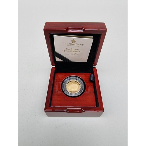 344 - Coins: a 2022 Royal Mint 'Her Majesty Queen Elizabeth II' 1/4oz .999 (24ct) gold proof twenty-five p... 