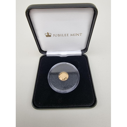 352 - Coins: a 2020 Tristan Da Cunha Jubilee Mint 22ct gold proof limited edition quarter laurel, 2g, with... 