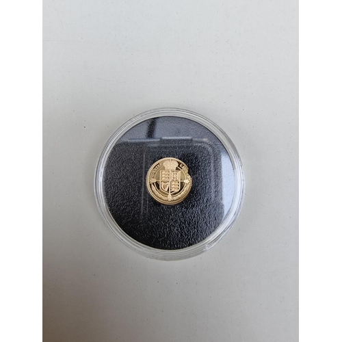 352 - Coins: a 2020 Tristan Da Cunha Jubilee Mint 22ct gold proof limited edition quarter laurel, 2g, with... 