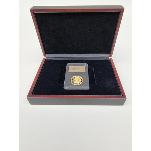 363 - Coins: a 2021 Isle of Man proof 24ct gold 1/4oz Angel, with CoA and box.