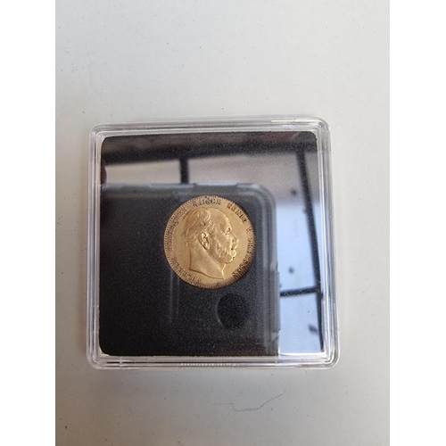 365 - Coins: Prussia, an Emperor Wilhelm I 1874 .900 gold 10 mark, 3,98g, with CoA, boxed,... 