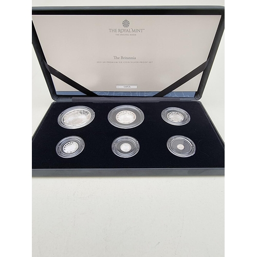 372 - Coins: a 2021 Royal Mint 'The Britannia' UK premium silver proof six coin set, with CoA numbered 453... 