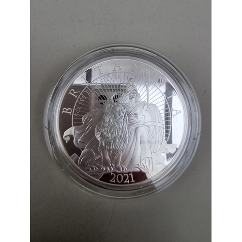 374 - Coins: a 2021 Royal Mint 'The Britannia' 5oz silver proof limited edition coin, with CoA numbered 23... 