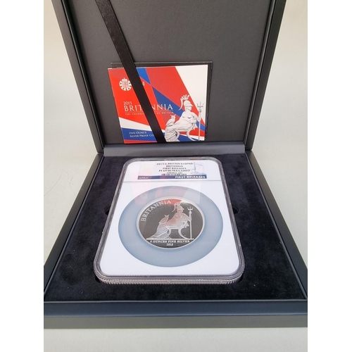 379 - Coins: a 2013 Royal Mint Britannia First release PF 69 Ultra Cameo 'The Changing Face of Britain' 5o... 