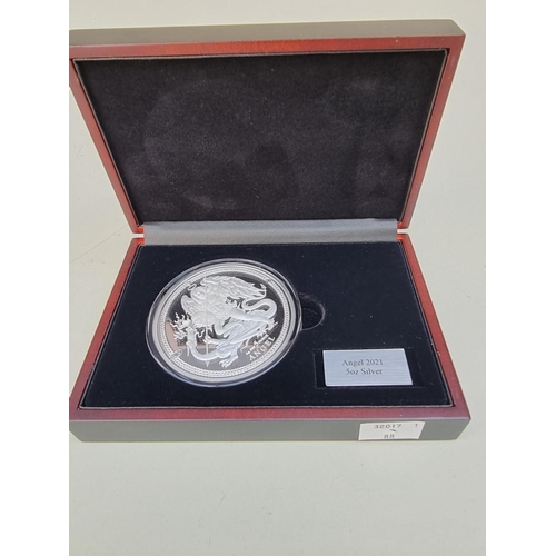 380 - Coins: a 2021 Isle of Man proof .999 fine silver five ounce Angel, with CoA and box.... 