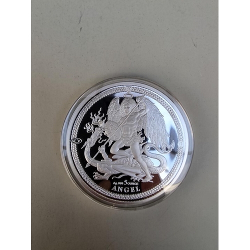 380 - Coins: a 2021 Isle of Man proof .999 fine silver five ounce Angel, with CoA and box.... 