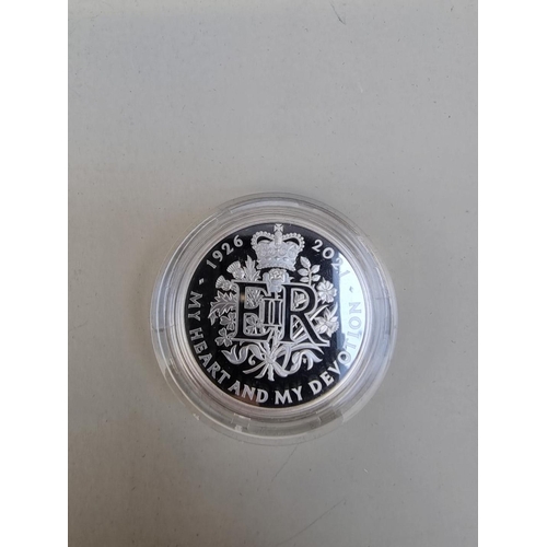 389 - Coins: a 2021 Royal Mint 'The 95th Birthday of Her Majesty The Queen' silver proof five pound coin, ... 