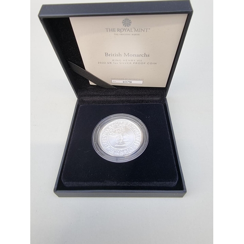 404 - Coins: three 2022 Royal Mint 'British Monarchs' limited edition 1oz silver proof coins, comprising E... 