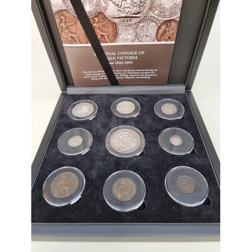 408 - Coins: a Hattons 'The Final Coinage of Queen Victoria 1895-1901' nine coin set, all dated 1896, with... 