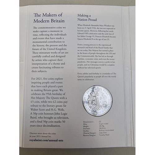 428 - Coins: a group of coins to include: a 2021 Royal Mint 'United Kingdom Brilliant Uncirculated Annual ... 