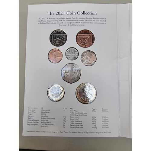 428 - Coins: a group of coins to include: a 2021 Royal Mint 'United Kingdom Brilliant Uncirculated Annual ... 