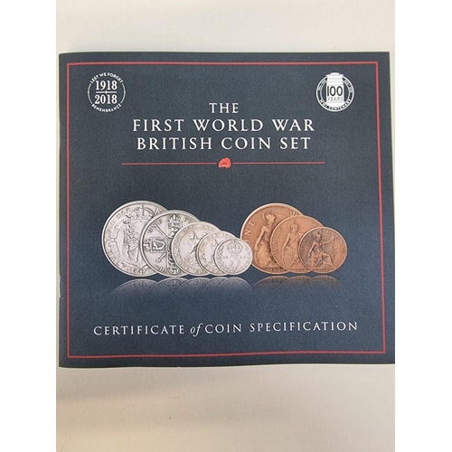 430 - Coins: a Bradford exchange 'The First World War British Coin Set', comprising: five silver coins and... 