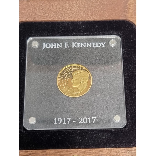 436 - Coins: a 2017 Niue Island 'John F Kennedy 1917-2017' commemorative .999 gold five dollars, 7.7g, box... 