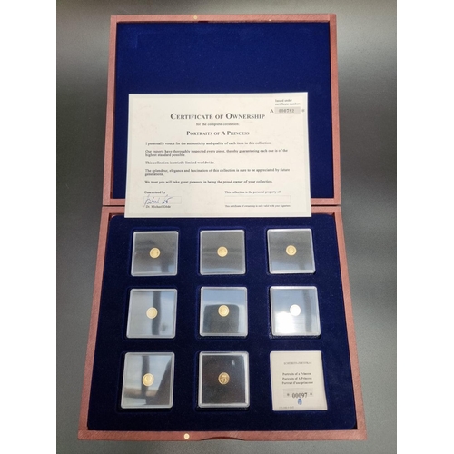 439 - Coins: a 'Portraits of a Princess' limited edition cased set of eight .585 (14ct) gold Princess Dian... 