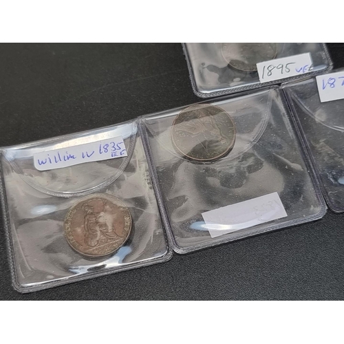 444 - Coins: an Isle of Man 1813 half penny; together with George III 1823 farthing; a William IV 1835 far... 