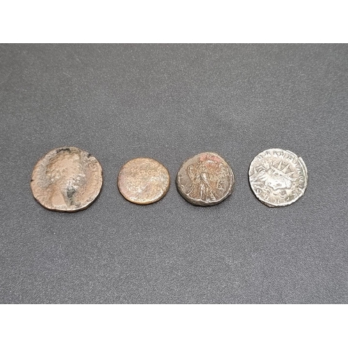 449 - Coins: a Roman Empire Valerian II, Billon Antoninianus coin, 22mm, 3.4g; together with a Roman bronz... 