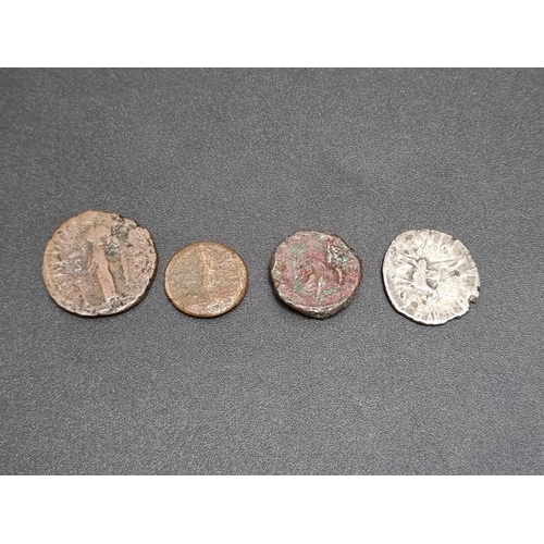 449 - Coins: a Roman Empire Valerian II, Billon Antoninianus coin, 22mm, 3.4g; together with a Roman bronz... 