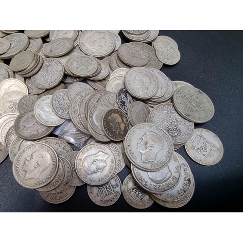 463 - Coins: a quantity of George V and George VI .500 silver coinage, 1060g.