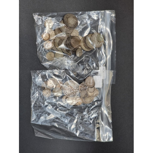 464 - Coins: a small quantity of Victoria and later silver coinage, 80g; together with a small quantity of... 