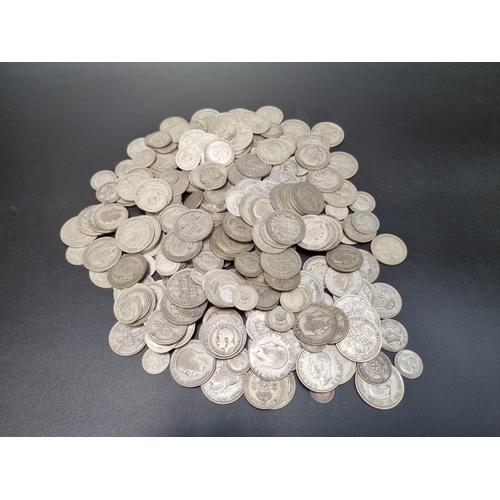 465 - Coins: a quantity of George V and George VI .500 silver coinage, 2474g