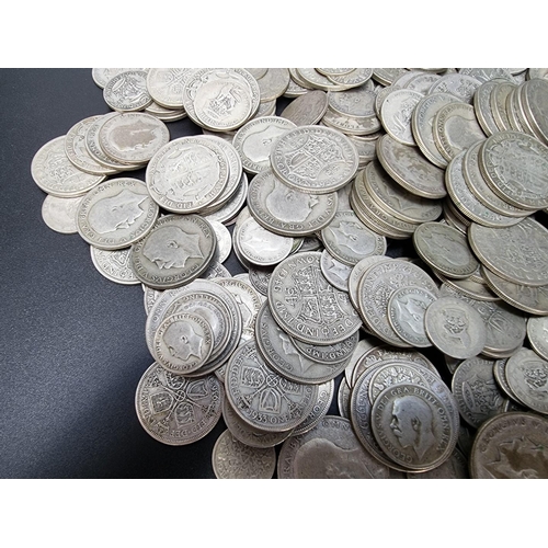 465 - Coins: a quantity of George V and George VI .500 silver coinage, 2474g