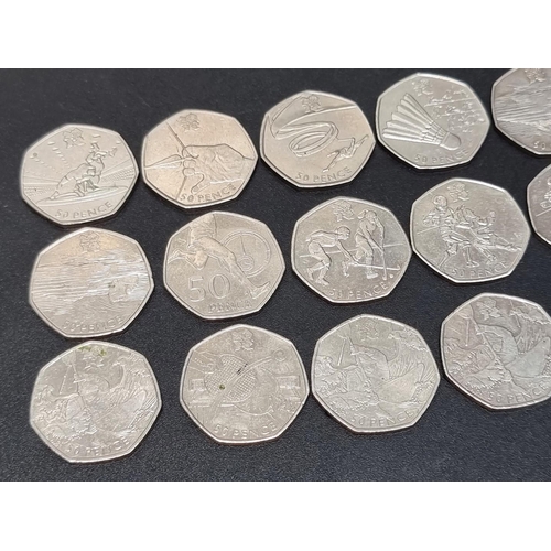 467 - Coins: eighteen Royal Mint 2012 Olympic Games collectable 50p coins, comprising; two Judo; two wrest... 