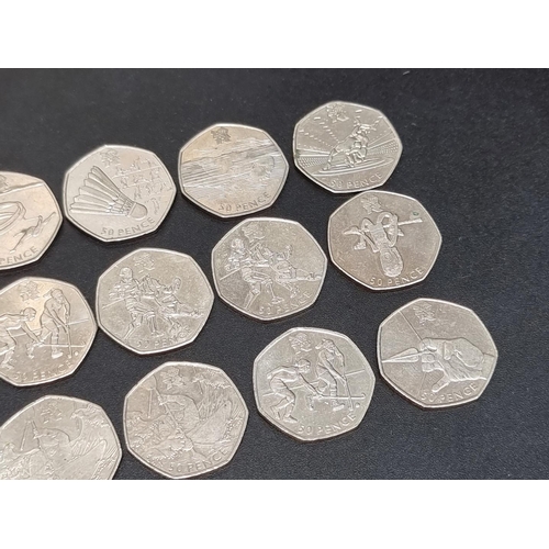 467 - Coins: eighteen Royal Mint 2012 Olympic Games collectable 50p coins, comprising; two Judo; two wrest... 