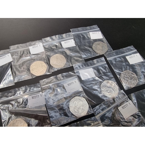 468 - Coins: thirty two Royal Mint collectable 50p coins, to include; Sherlock Holmes; Beatrix Potter and ... 