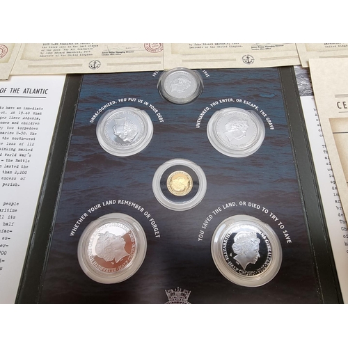 485 - Coins: a 2016 Gibraltar 'The Battle of the Atlantic 1939-45' coin collection, containing four silver... 