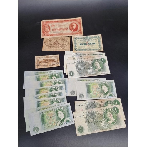 501 - Banknotes: fourteen Elizabeth II one pound notes, cashiers; Hollam; Fford; Page and Somerset, togeth... 