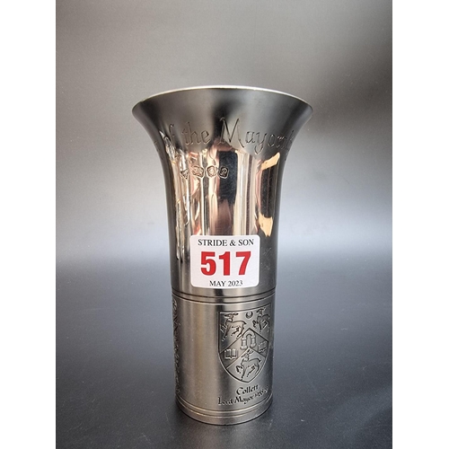 517 - A silver limited edition vase, engraved '800th Anniversary of The Mayoralty of London', and three cr... 